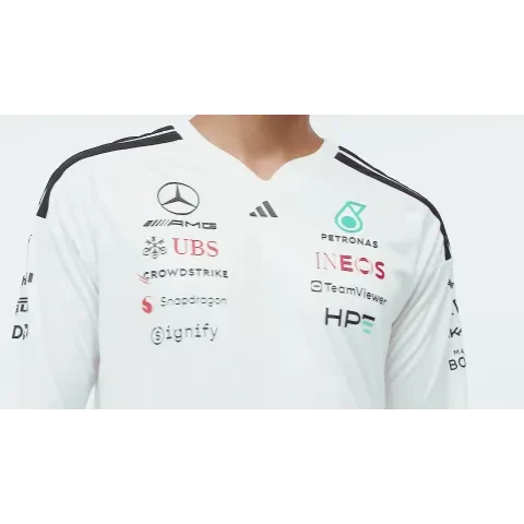 Camiseta De Manga Larga Del Equipo Mercedes AMG Petronas Fórmula 1 2026 Para Hombre - Negro/Blanco - Imagen 14