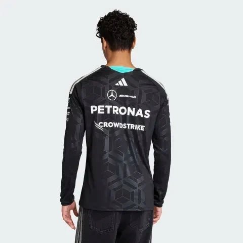 Camiseta De Manga Larga Del Equipo Mercedes AMG Petronas Fórmula 1 2026 Para Hombre - Negro/Blanco - Imagen 3
