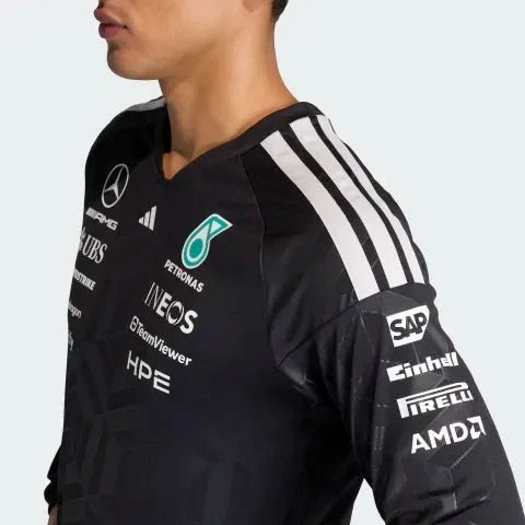 Camiseta De Manga Larga Del Equipo Mercedes AMG Petronas Fórmula 1 2026 Para Hombre - Negro/Blanco - Imagen 7