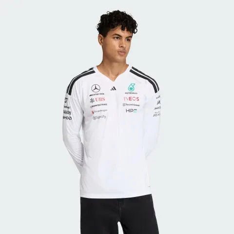 Camiseta De Manga Larga Del Equipo Mercedes AMG Petronas Fórmula 1 2026 Para Hombre - Negro/Blanco - Imagen 4