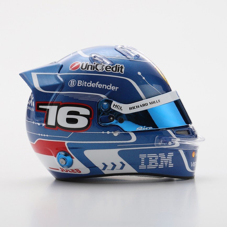 Looksmart Scuderia Ferrari F1 Team Charles Leclerc 2025 Miami GP Mini casco Adultos - Azul - Escala 1:5 - Imagen 4
